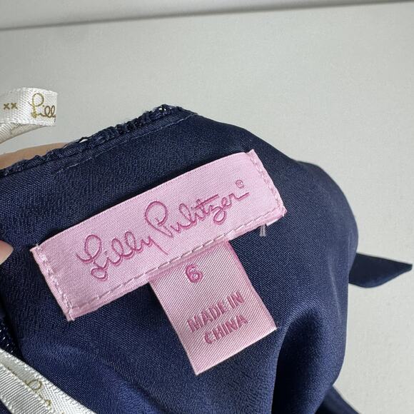 Lilly Pulitzer Kayleigh Shift Dress Womens 6 Navy Fern Gallery Lace Cocktail - Picture 9 of 15